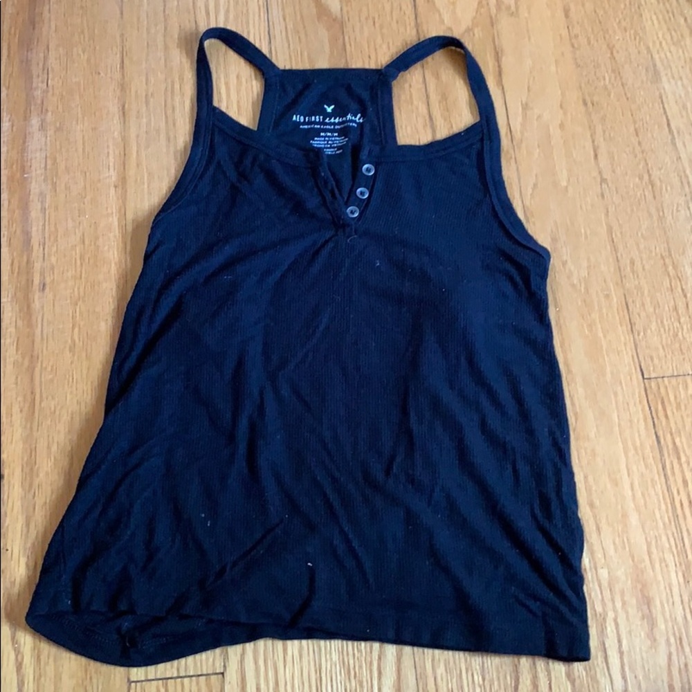 Black racer back v neck tank top